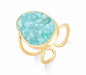2025 Brazil Gem 18 K Gold Plated Cuff Ring with Natural Amazonite Gemstones