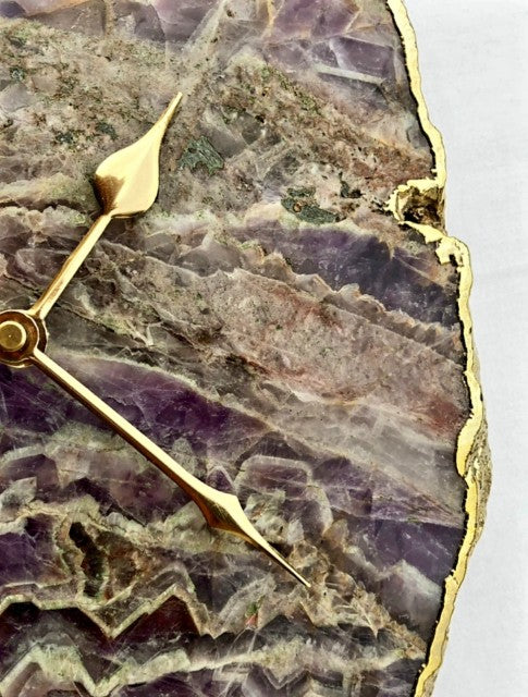Vakker og eksklusiv Ametyst veggklokke, Gold Electroplated, 18cm
