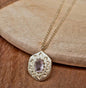 Nytt, vakkert Krystallkjede i et lekkert og Trendy Medallion Design med Rose Quartz, 18K Gold filled