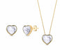 New 2025 Brazil Gem White Howlite Heart Shape 18k Gold Plated Necklace & Earring Set