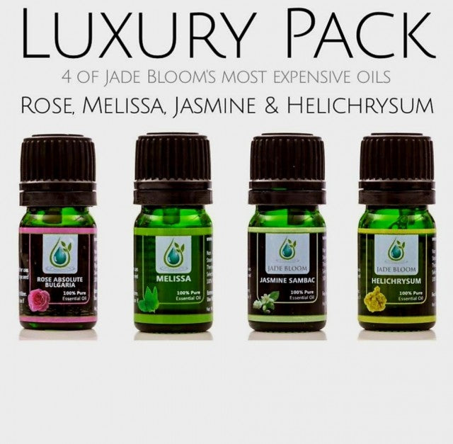 JADE Bloom Luxury Pack ( Melissa Essential Oil, Rose Bulgaria Absolute, Jasmine Sambac Absolute & Helichrysum Essential