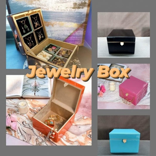 Exclusive og store, hÅndlagede Jewelry Boxes i fasettslipt glass ( Todelt 17.5x12.5cm - 5 Farger )