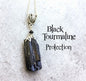 Nye, hÅndlagede Raw Black Tourmaline   Anheng m/kjede , Silverplated
