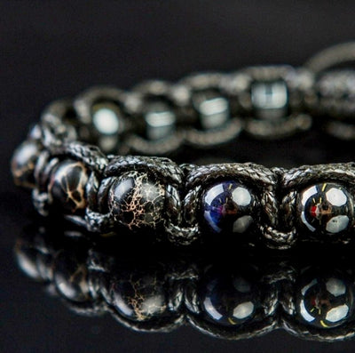 MÅNEDENS UTVALGTE /Trendy og Exclusivt Shambhala ArmbÅnd , Imperial Jasper, Blue Tigereye, Hematite,  unisex og justerbare