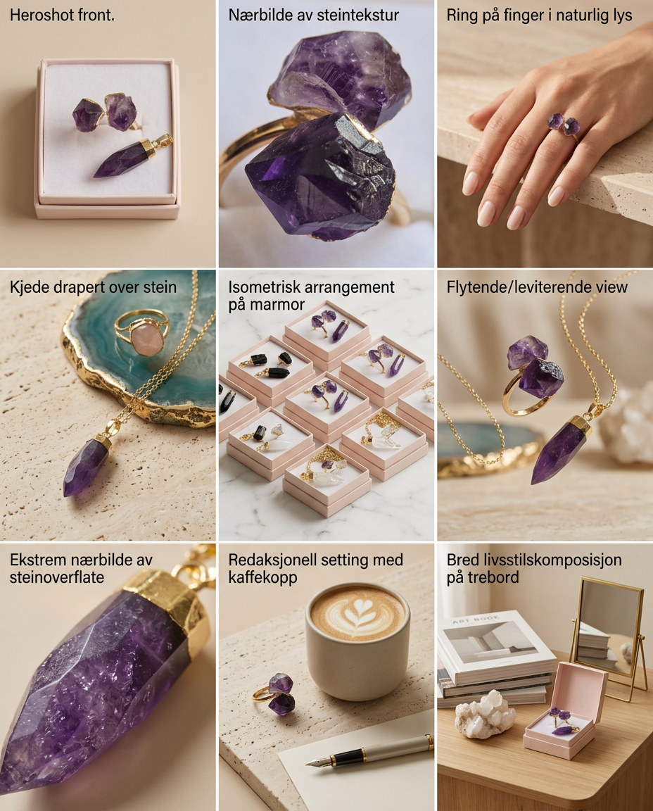 KAMPANJE NATURAL STONE JEWELRY PACK ( Two Stone Ring & Necklace w/Point )