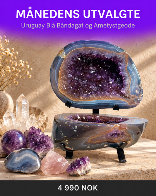 KUPP - 50% OFF + FREE FRAKT + BONUSGAVE, Beautiful Uruguay Blue Banded Agate & Amethyst Geode inkl. stativ - 6kg - 26.5Hx20Bx13.5cm