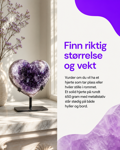 Valg av det perfekte Ametyst Hjerte !