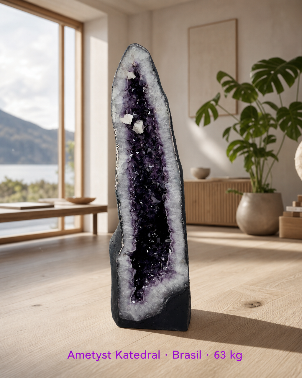 Månedens Utvalgte / HIGH QUALTY BRAZILIAN Amethyst Cathedral / Inntil 40% OFF - Naturlig Big Ametyst Crystal Geode, 63kg - 88x27/18cm mined in Brazil