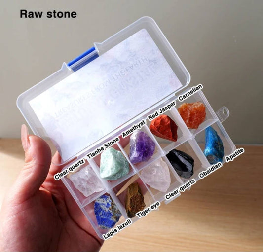 10 Pcs Stone Råkrystall sett
