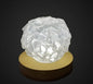 NY WHITE QUARTZ Sphere Ledlampe med trebase og usb, ca. 9 -10cm