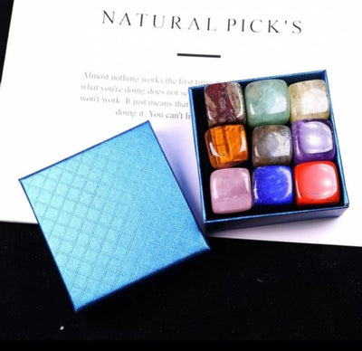 Nytt Premium Chakra sett med 9 stener i 1.5 - 2cm størrelse