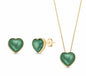 New 2025 Brazil Gem Green Quartz Heart Shape 18k Gold Plated Necklace & Earring Set