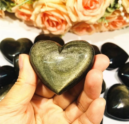 Supervakre, medium ( 60mm ) GOLDEN  OBSIDIAN Hearts