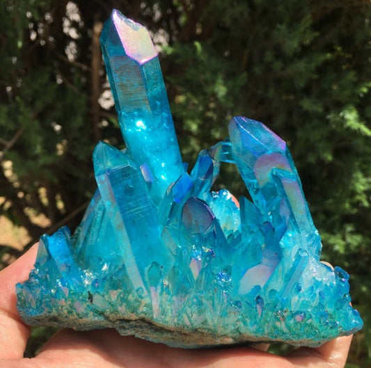 Aqua Aura Kvarts Cluster 107x111x67mm, 411 Gram