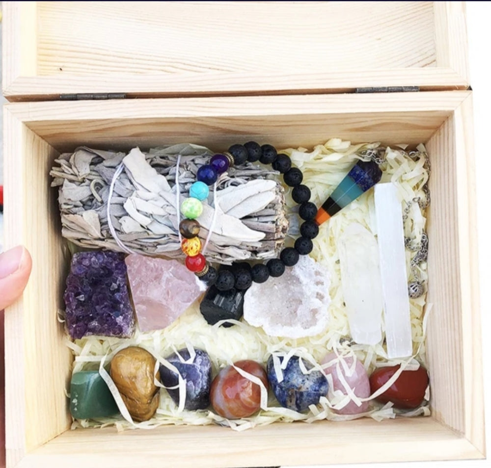 Premium 16 deler Chakra Krystallsett m/aromaolje