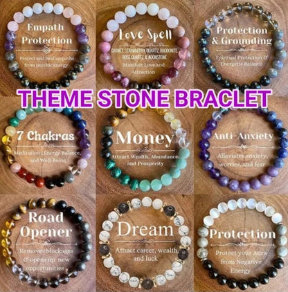 Nytt 3 Pack Birthstone Kjedesett + Tema Steinarmbånd