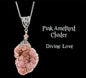 Nye, hÅndlagede Pink Amethyst Cluster ( Devine Love  ) RÅkrystall Anheng m/kjede, Silverplated..