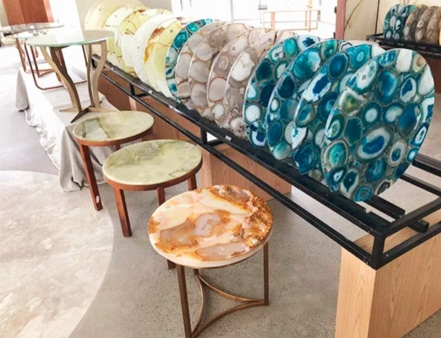Agate Gemstone Coffee - Sofa Set Tables, handmade  ( 50 - 60cm )