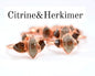 Ny, hÅndlaget rustik Art Deco Triple Stone Citrine & Herkimer Diamond Electroplated ROSE Copper Ring