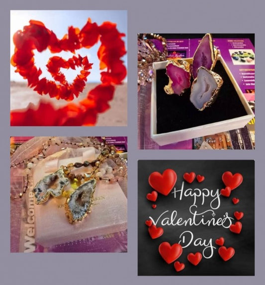 Valentine Gift 14 / Duo Long 80cm Agate Geode Necklace & Agate Geode Ring + Free Stone bracelet