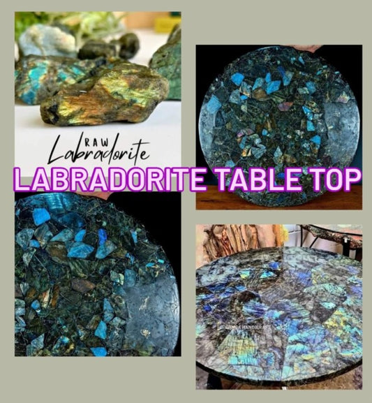 Large exclusive Gemstone Sofa Designtable Top , handmade, 75cm rund ( Agat, Ametyst, White Quartz, Blue Tiger, Labradori