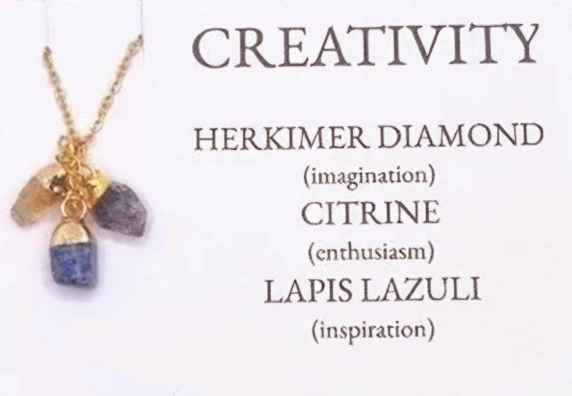 NYTT 3 PACK RAWSTONE KJEDER , CREATIVITY ( Herkimer Diamond, Citrine , Lapis Lazuli ) Gold Electroplated