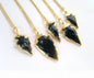 Flotte Sort Obsidian Arrowhead med kjede, Gold  Electroplated