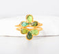 Ny, hÅndlaget rustik Green Fleur Turmaline Triple Stone Ring, 24k Gold Electroplated