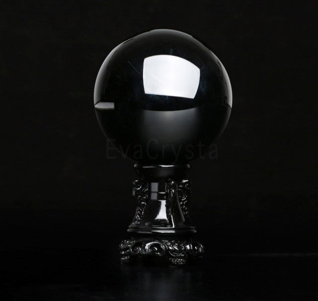 Jordene og beskyttende Sort Obsidian Sphere krystallkule Large  , ca. 80 - 90mm...