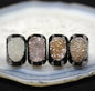 Druzy Champagne / Hvit Quartz Ring Black Electroplated, justerbar
