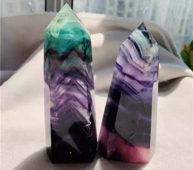 Vakre Fluoritt Regnbue TÅrnkrystall, Medium 8 - 9cm