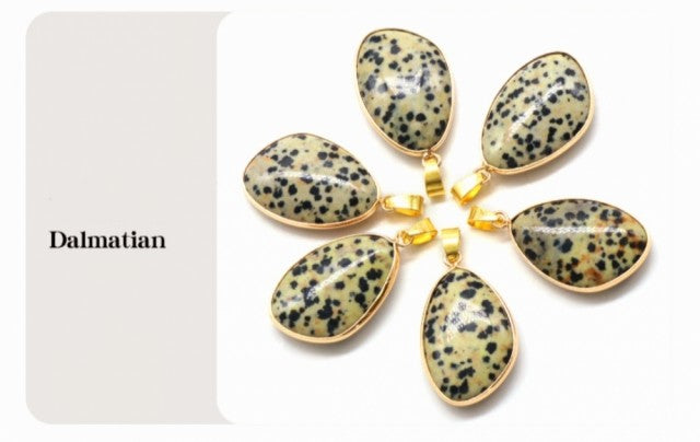 Nye, vakre Dalmantiner Stone Designkjeder, Gold Electroplated - 30x20mm Tear Drop Design