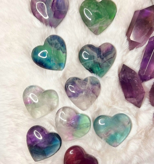 Supervakker Fluorite Rainbow Hjertesten ( 40mm )
