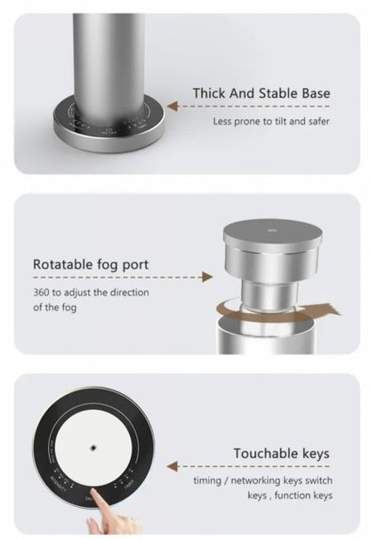 Nyhet ! Smart Home & Office Design Alutube Diffuser uten vann , Sølv Aluminium 110ml, Bluetooth, Oppladbart Batteri