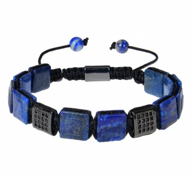 Chambhala Flatstone ArmbÅnd , Lapis Lazuli  - Justerbare - Syntetic