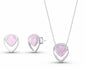 Brazil Gem 2025 - 925s Sterling Silver Inverted Teardrop Necklace & Earring Set w/ Natural Rose Quartz Gemstone