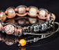 Trendy og Exclusivt Shambhala ArmbÅnd ,Adularia Sunstone, Leopard Jasper og marble Onyx  , unisex og justerbare