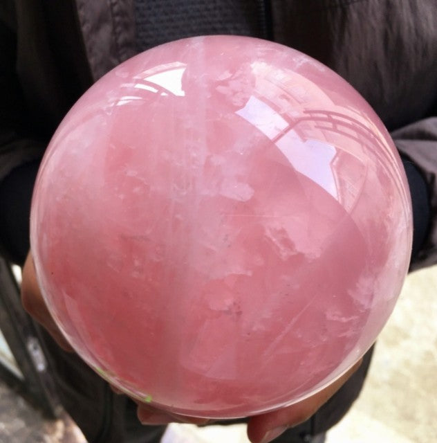 XXL Rosenkvarts Sphere ( Kule ) AAA Kvalitet, ca. 14 - 15cm, 5.5 - 6kg