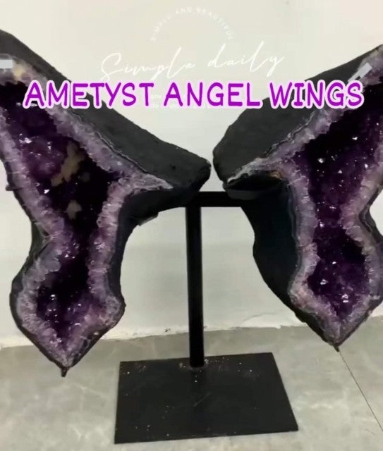 Eksklusiv Brazilian Ametyst Butterfly Angel Wings 72x72cm - 60kg. AAA+ Kvalitet m/Calcite Formasjoner