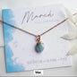 Nytt OVAL Birthstone Designkjede, Gold Electroplated, Mars - Aquamarine, 8x14mm