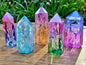 Cracle Ice Quartz Aurakvarts TÅrnkrystall , 3 fargekombinasjoner  7 - 8 cm