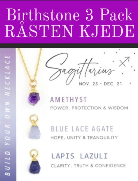 Nye, enkle Birthstone Kjeder med vakre, små drop anheng + Tema stenarmbånd, Gold Electroplated