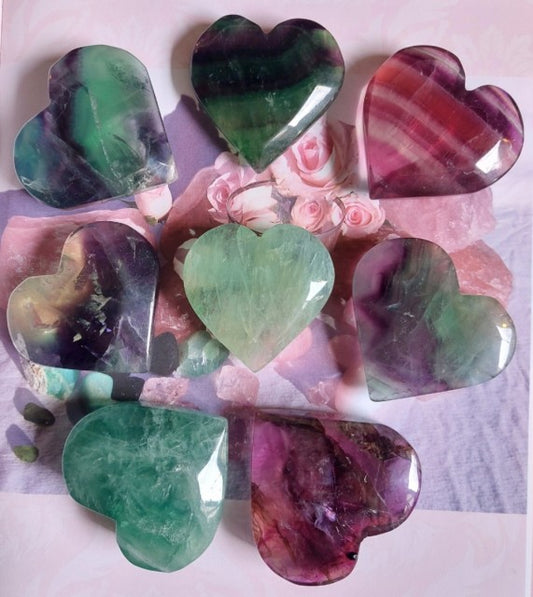 Supervakker XL Fluorite Rainbow Hjertesten ( 60 - 65mm )