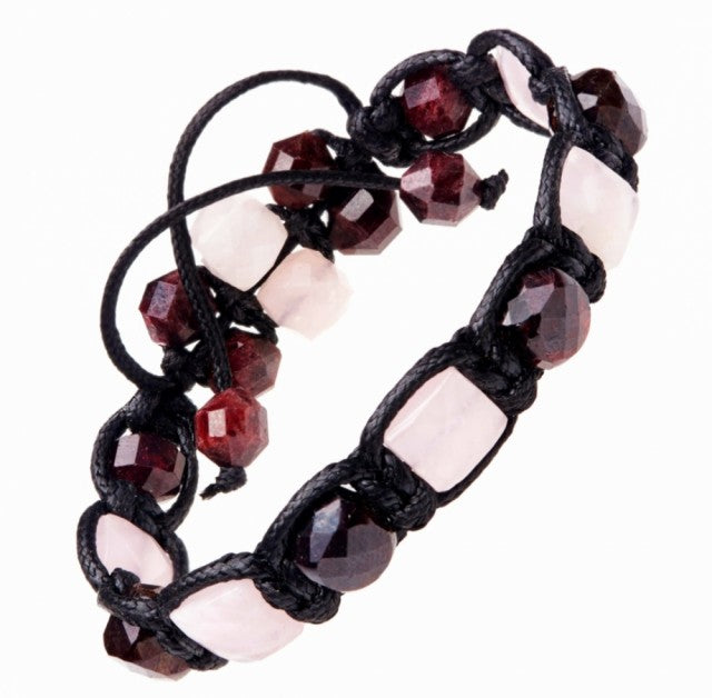 New 2025 Design / Trendy og Exclusivt Shambhala ArmbÅnd, Rose Quartz gemstone Flat beads. Garnet cubes , Unisex
