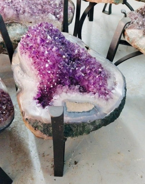Extra Plus Geode Sofa table Metal Frame Table w/Druzy big Cluster, 44kg, 54x44x40cm