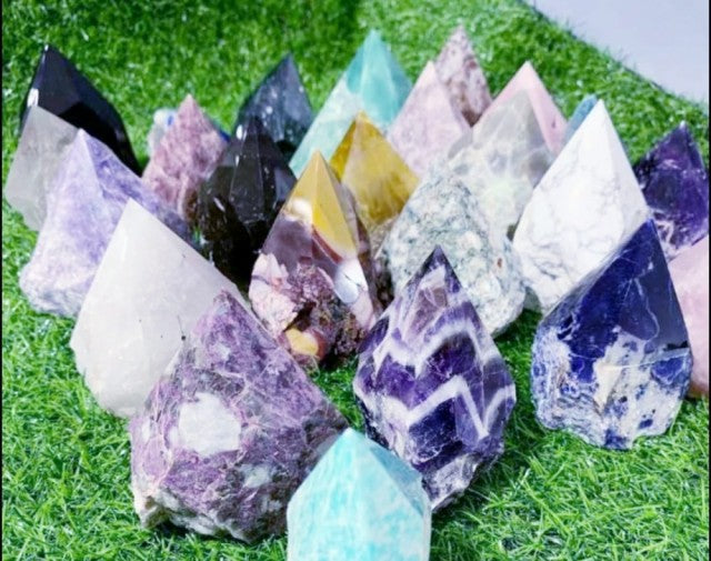 Krystallbutikkens Raw Tower Point Stone Collection 2021, 2 pack - 200gram stk. ( valgfri stentype )
