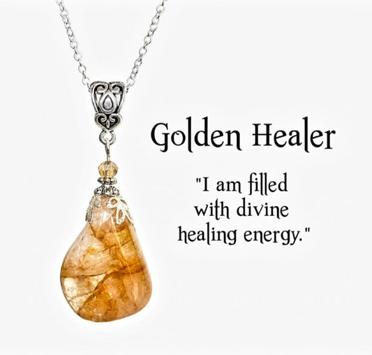 Nye, hÅndlagede Golden Healer Stone ( Devine Healing ) Anheng m/kjede