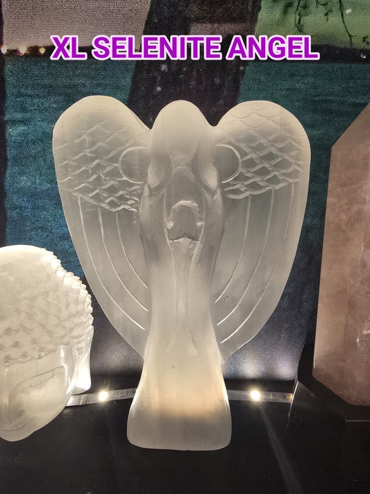 Vakker og stor XL SELENITE Engel, ca 20cm