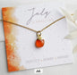 Nytt OVAL Birthstone Designkjede, Gold Electroplated, Juli - Ruby, 8x14mm