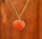 Small Hearts Designkjede 16x16mm - Gold Electroplated -  Orange Aventurine